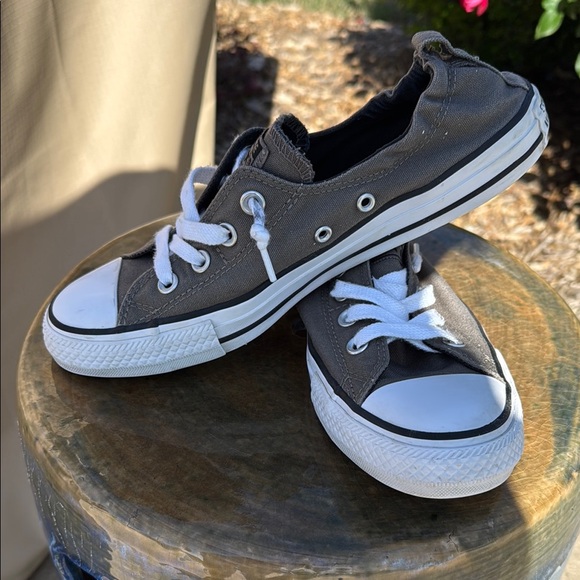 Converse Grey and White Low-Top Sneakers with Canvas Upper - Picture 2 of 8